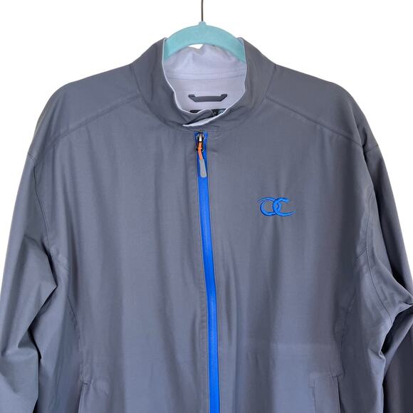 Peter Millar Mens Sz Large E4 Water Windbreaker Golf Jacket with Logo Grey - Picture 2 of 16
